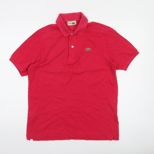 Lacoste Women Red Polo Shirt Size 12 Classic Cotton Short Sleeve
