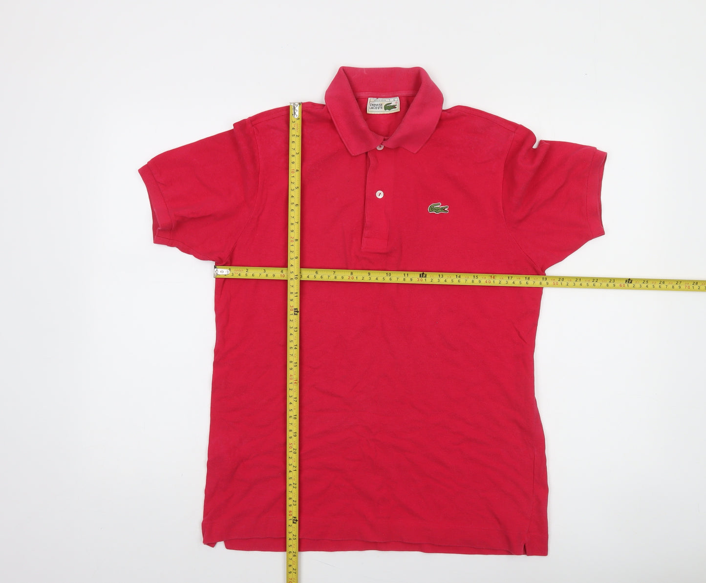 Lacoste Women Red Polo Shirt Size 12 Classic Cotton Short Sleeve