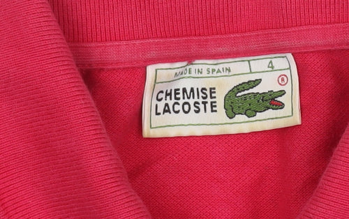 Lacoste Women Red Polo Shirt Size 12 Classic Cotton Short Sleeve