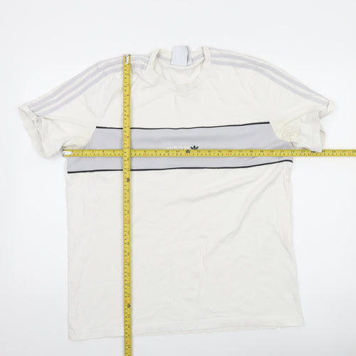 Adidas Mens White Grey Crew Neck Short Sleeve Sports T-Shirt L