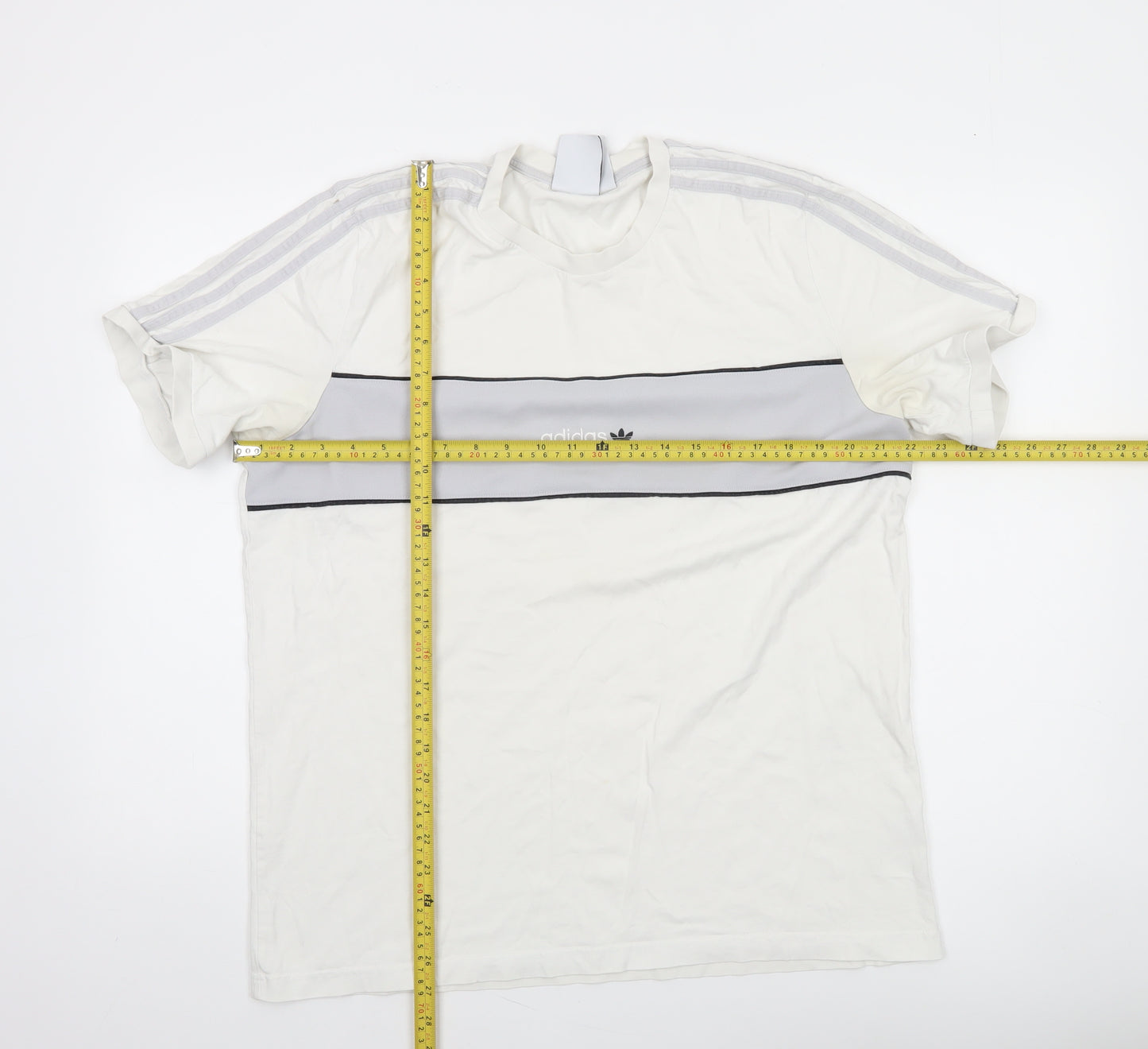 Adidas Mens White Grey Crew Neck Short Sleeve Sports T-Shirt L