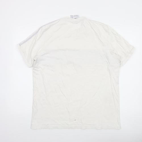 Adidas Mens White Grey Crew Neck Short Sleeve Sports T-Shirt L