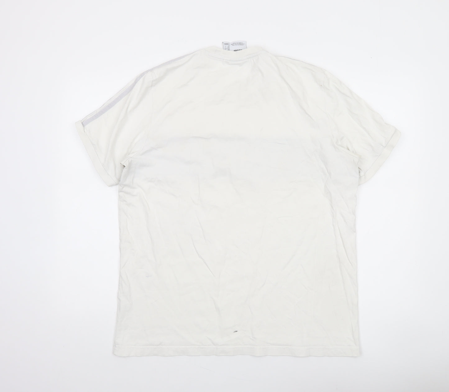 Adidas Mens White Grey Crew Neck Short Sleeve Sports T-Shirt L