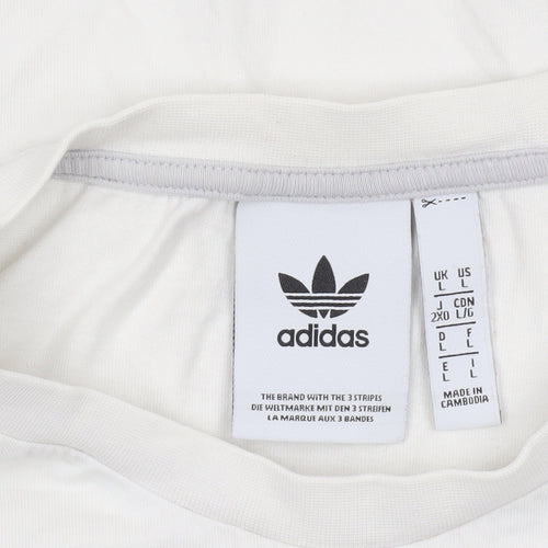 Adidas Mens White Grey Crew Neck Short Sleeve Sports T-Shirt L