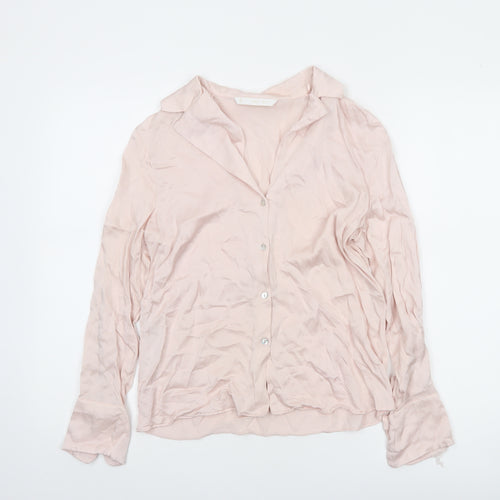 MNG Women’s Pink Button-Up Blouse Viscose Long Sleeve Size 8
