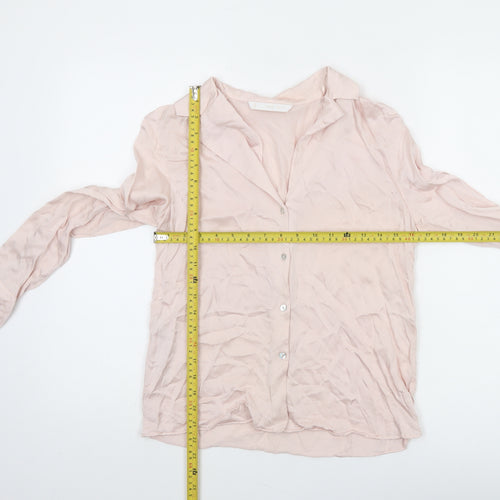 MNG Women’s Pink Button-Up Blouse Viscose Long Sleeve Size 8
