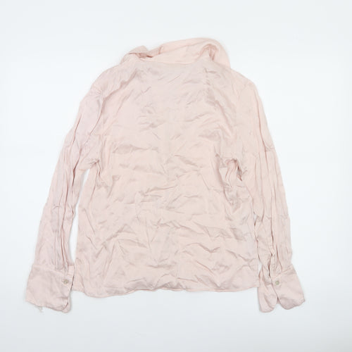 MNG Women’s Pink Button-Up Blouse Viscose Long Sleeve Size 8