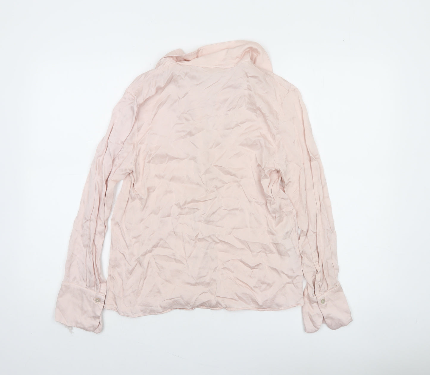 MNG Women’s Pink Button-Up Blouse Viscose Long Sleeve Size 8