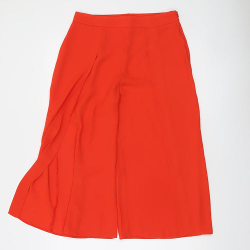 Oasis Women Red Wide-Leg Culotte Trousers Size 10