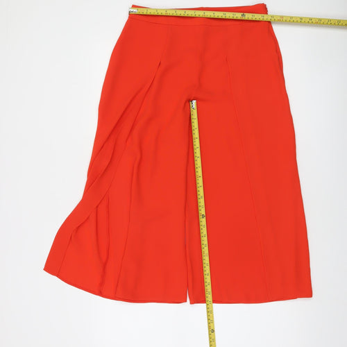 Oasis Women Red Wide-Leg Culotte Trousers Size 10