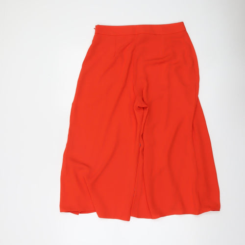 Oasis Women Red Wide-Leg Culotte Trousers Size 10
