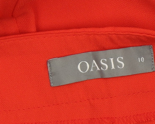 Oasis Women Red Wide-Leg Culotte Trousers Size 10
