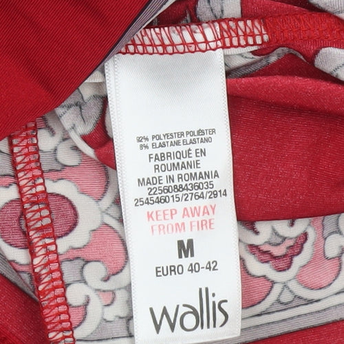 Wallis Women’s Red Floral 3/4 Sleeve Tunic Blouse Size 12