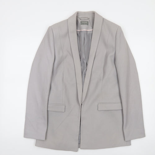 Oasis Women's Grey Shawl Lapel Single-Breasted Blazer UK 10