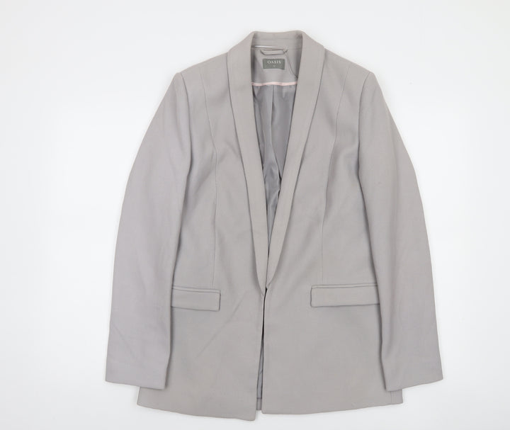 Oasis Women's Grey Shawl Lapel Single-Breasted Blazer UK 10