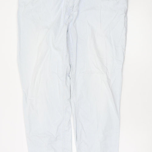 Ulla Popken Women Blue Striped Cotton Cargo Trousers Size 18