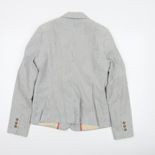 Love21 Women's Blue Striped Single-Breasted Blazer Size M