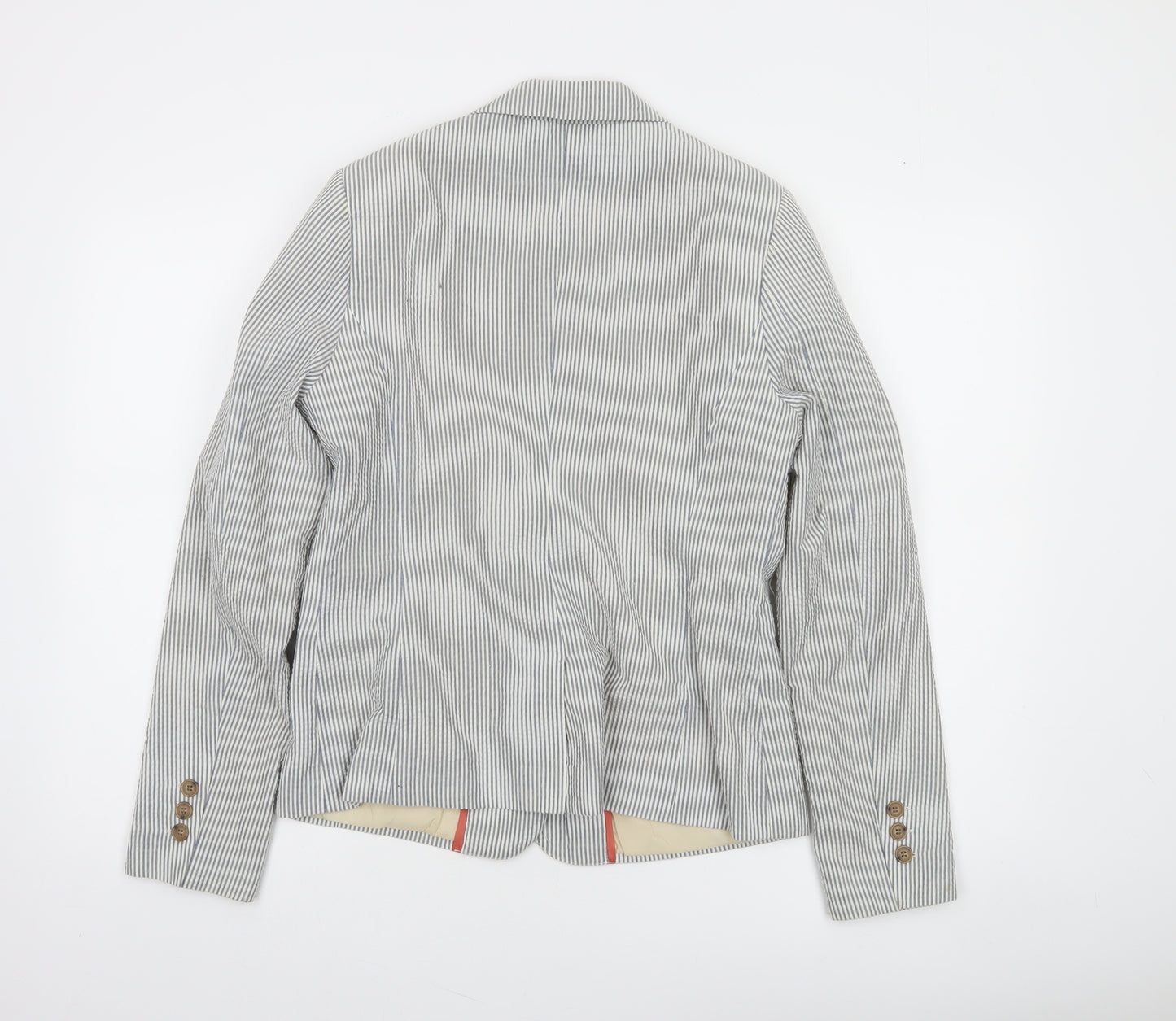 Love21 Women's Blue Striped Single-Breasted Blazer Size M