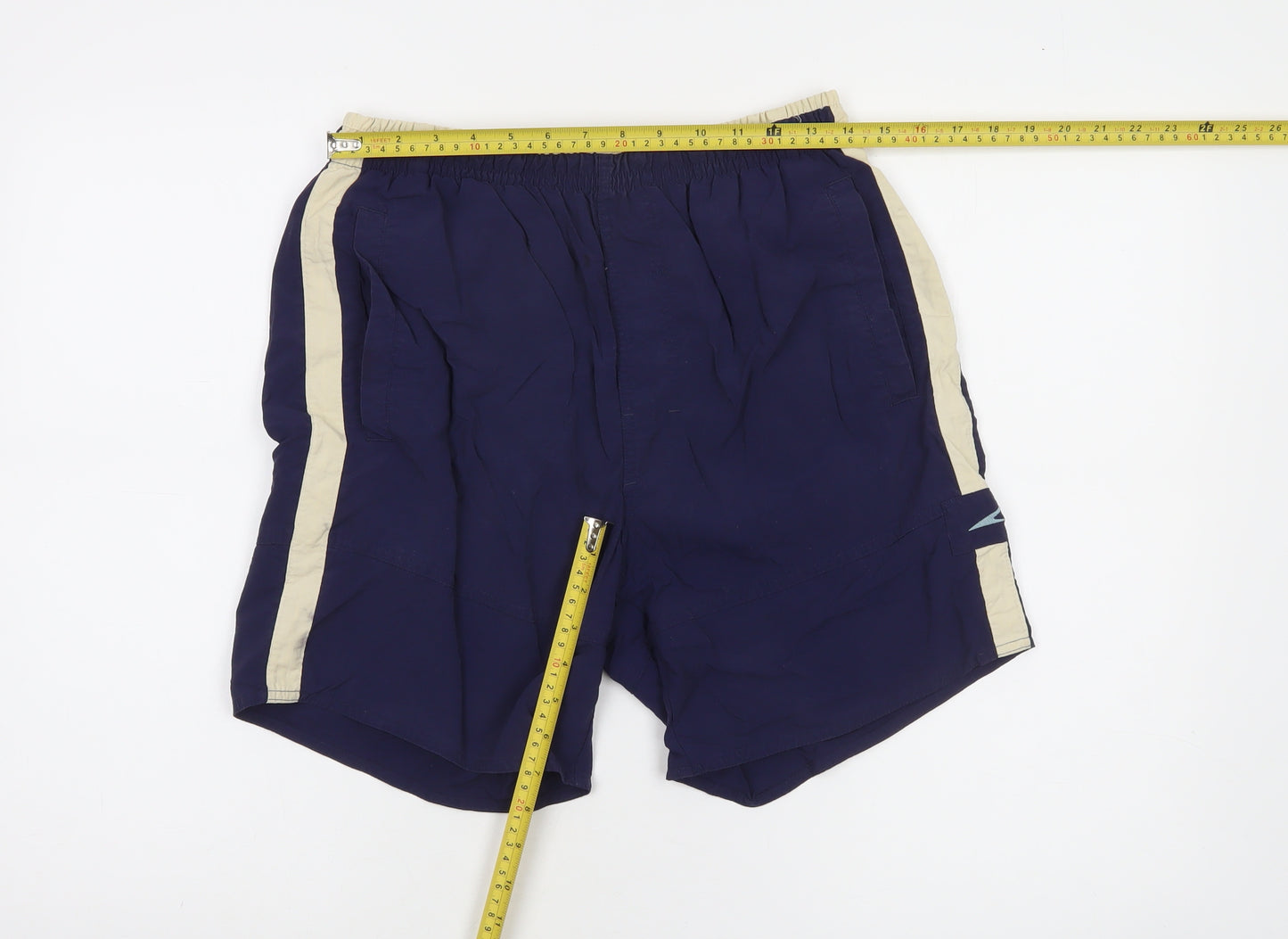 Speedo Men's Navy Beige Swim Shorts Size S Quick Dry Lined
