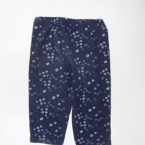 Laura Scott Women's Blue Floral Capri Leggings M Cotton Blend