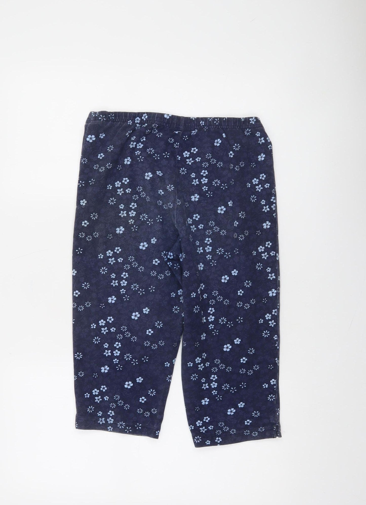 Laura Scott Women's Blue Floral Capri Leggings M Cotton Blend