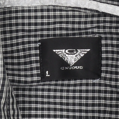 Genthouse Men's Black Check Long Sleeve Button-Up Shirt L Cotton Casual