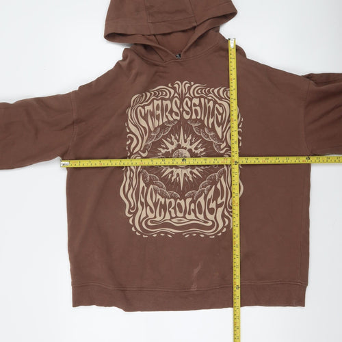 H&M Divided Brown Astrology Graphic Hoodie Women M Relaxed Fit