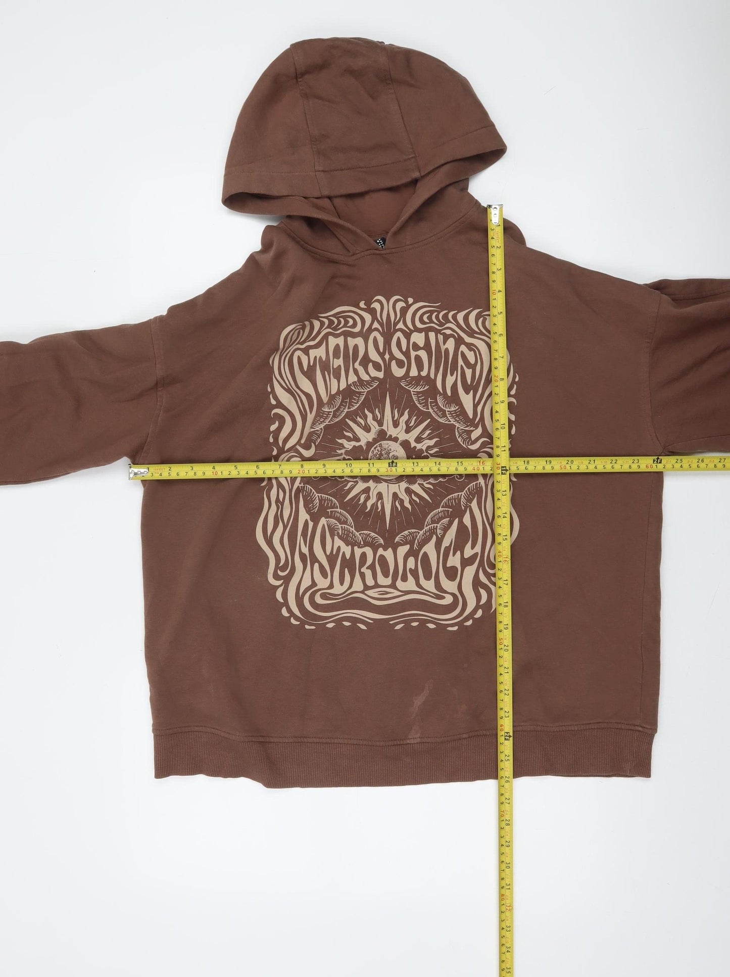 H&M Divided Brown Astrology Graphic Hoodie Women M Relaxed Fit
