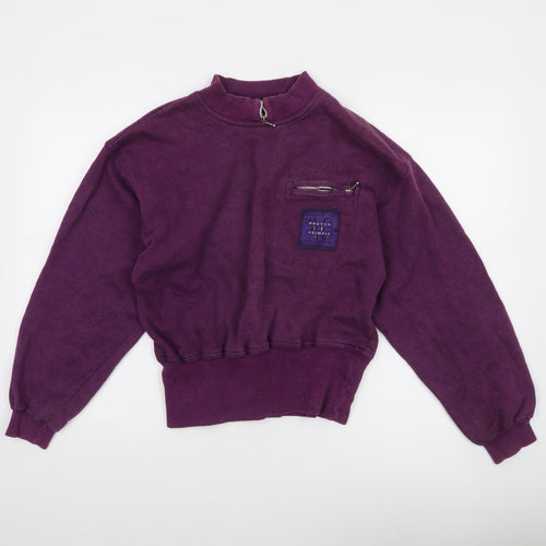 Ann Christine Womens Purple 1/2 Zip Sweatshirt S Cotton Blend