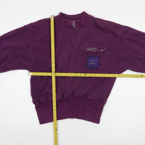 Ann Christine Womens Purple 1/2 Zip Sweatshirt S Cotton Blend