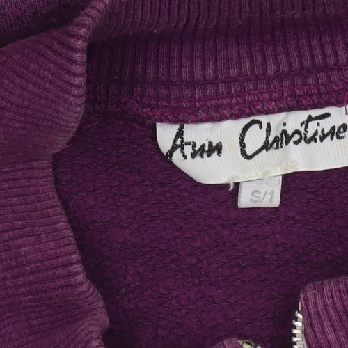 Ann Christine Womens Purple 1/2 Zip Sweatshirt S Cotton Blend