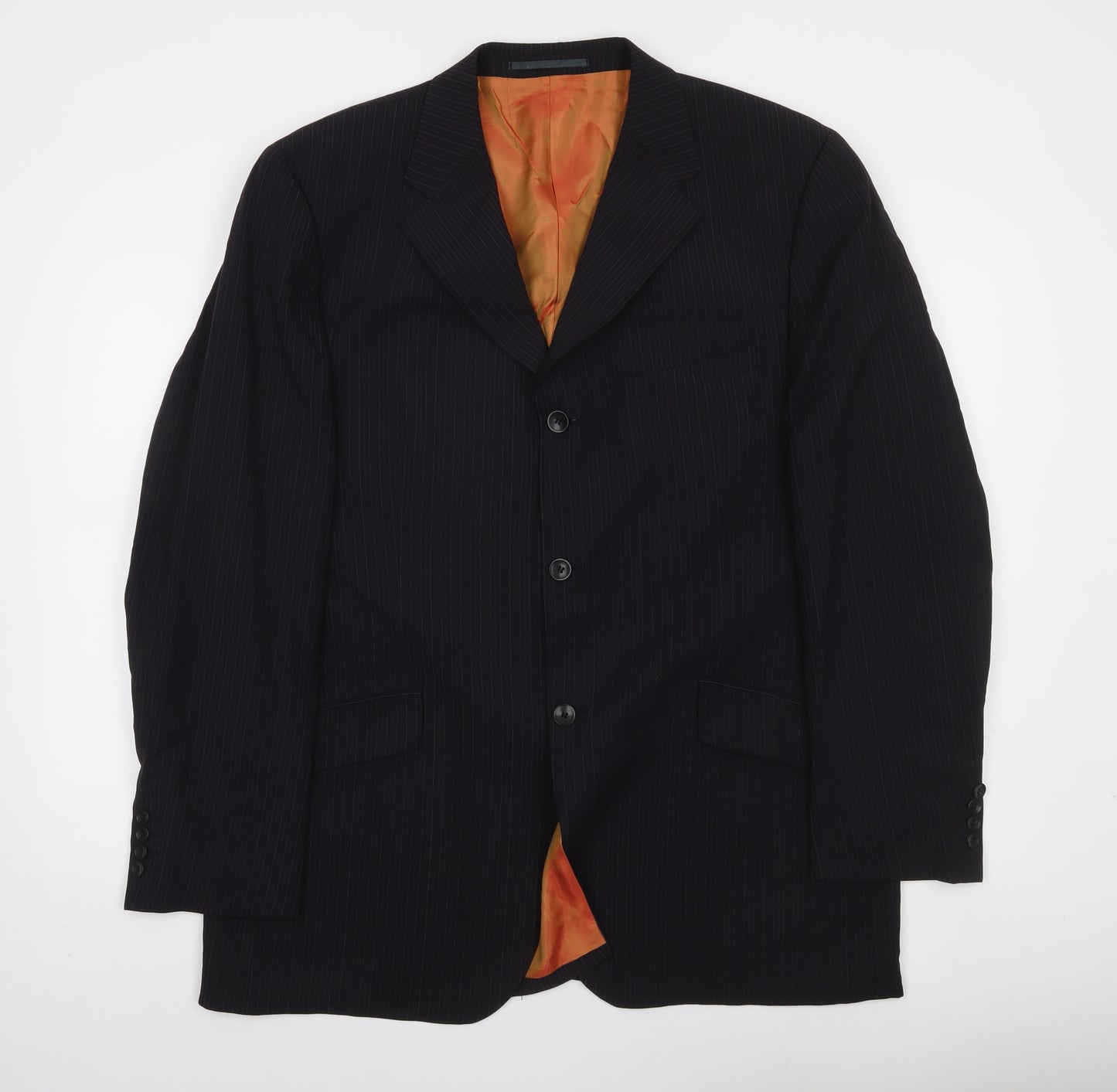 Remus Uomo Men’s Black Pinstripe Blazer Jacket 44 Regular Wool Blend
