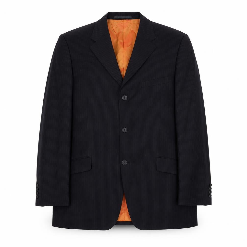 Remus Uomo Men’s Black Pinstripe Blazer Jacket 44 Regular Wool Blend