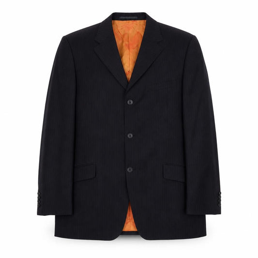 Remus Uomo Men’s Black Pinstripe Blazer Jacket 44 Regular Wool Blend