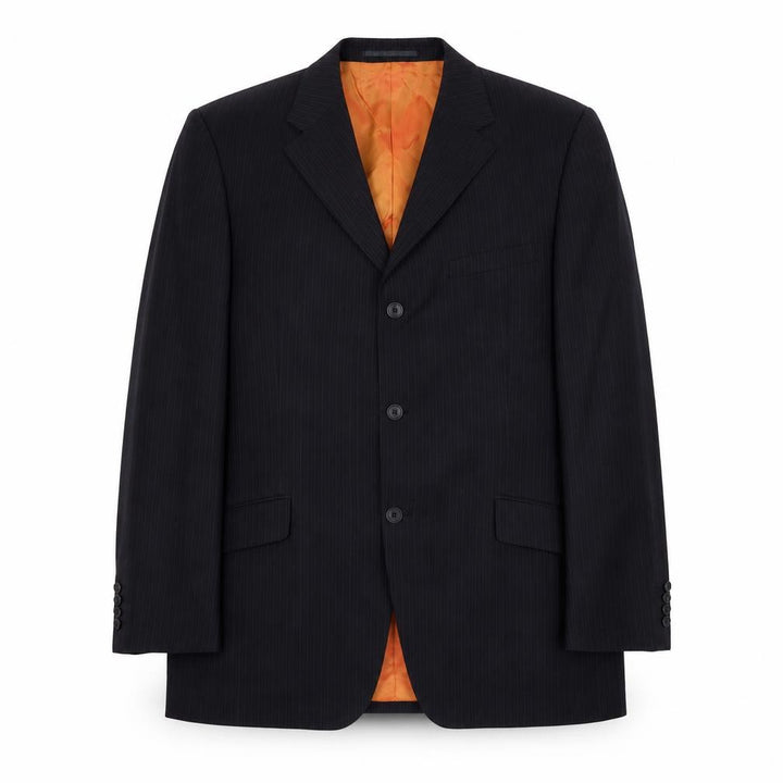 Remus Uomo Men’s Black Pinstripe Blazer Jacket 44 Regular Wool Blend