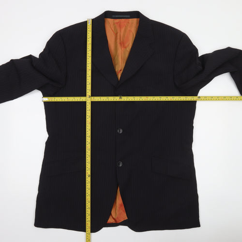 Remus Uomo Men’s Black Pinstripe Blazer Jacket 44 Regular Wool Blend