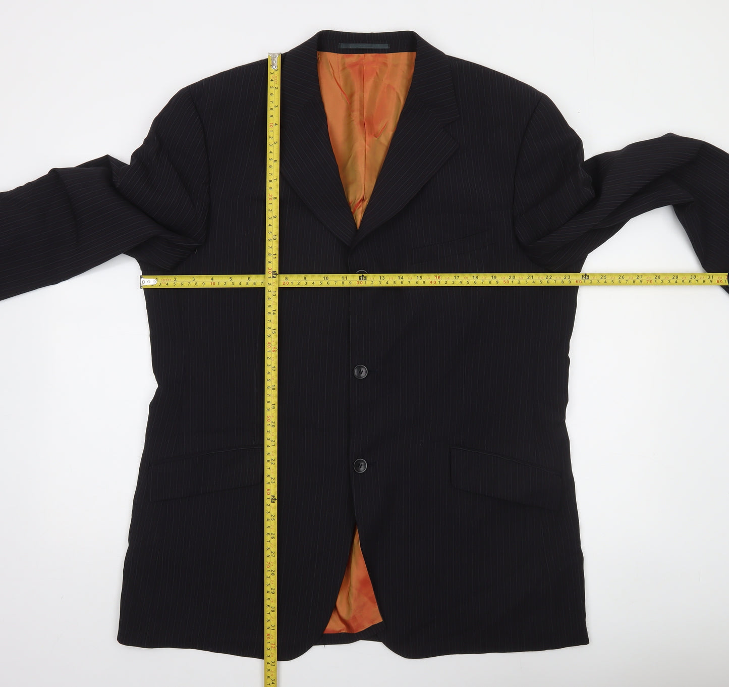 Remus Uomo Men’s Black Pinstripe Blazer Jacket 44 Regular Wool Blend