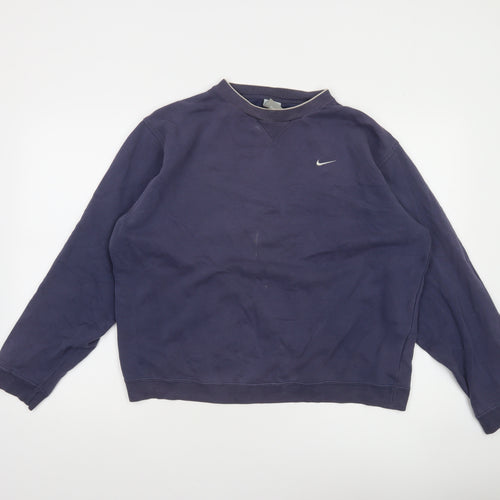 Nike Women’s Navy Blue Pullover Sweatshirt XL Relaxed Fit Logo Crew Neck