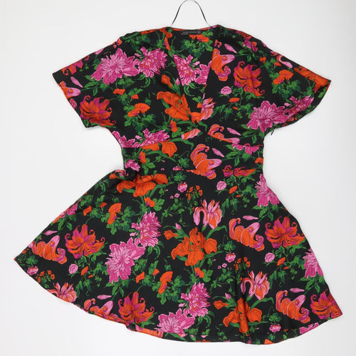 Zara Woman Women's Multicoloured Floral Short Wrap Dress Size 8