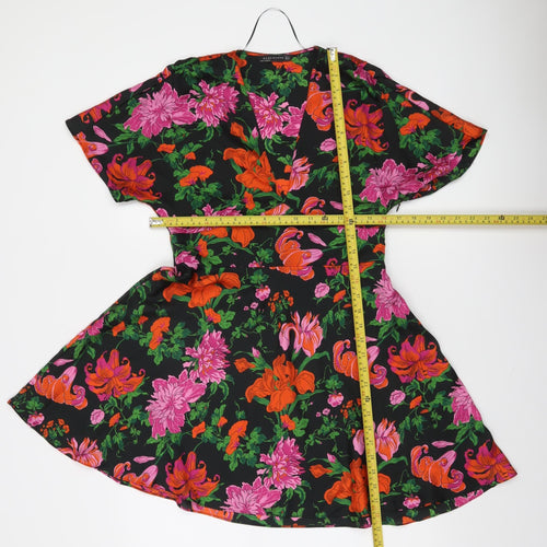 Zara Woman Women's Multicoloured Floral Short Wrap Dress Size 8