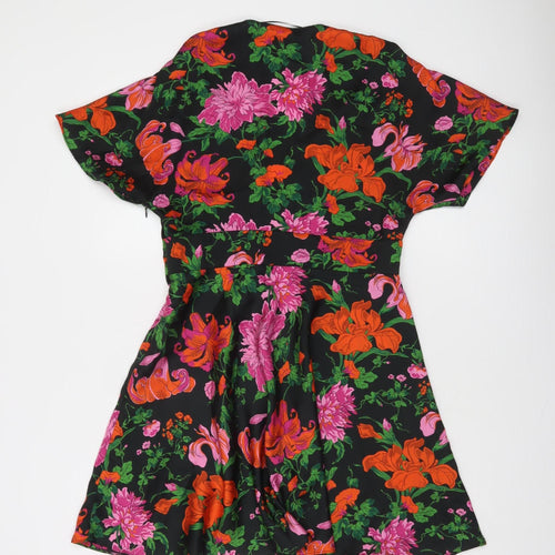 Zara Woman Women's Multicoloured Floral Short Wrap Dress Size 8