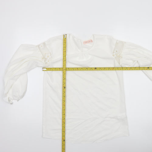 Traffic People Women’s Ivory Balloon Sleeve Embroidered Blouse XS