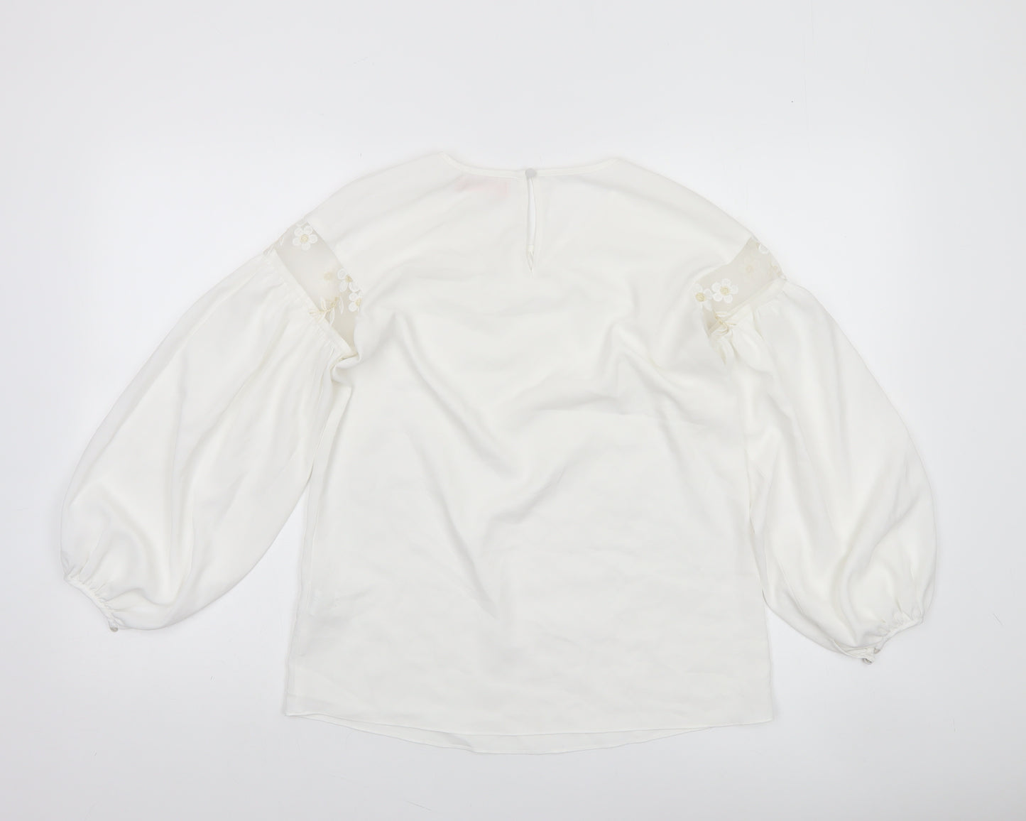 Traffic People Women’s Ivory Balloon Sleeve Embroidered Blouse XS