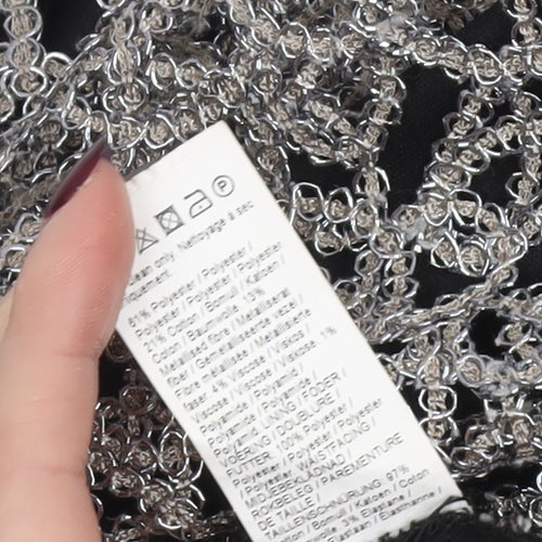 River Island Women Silver Lace Pencil Skirt Size 8 High Waist Party