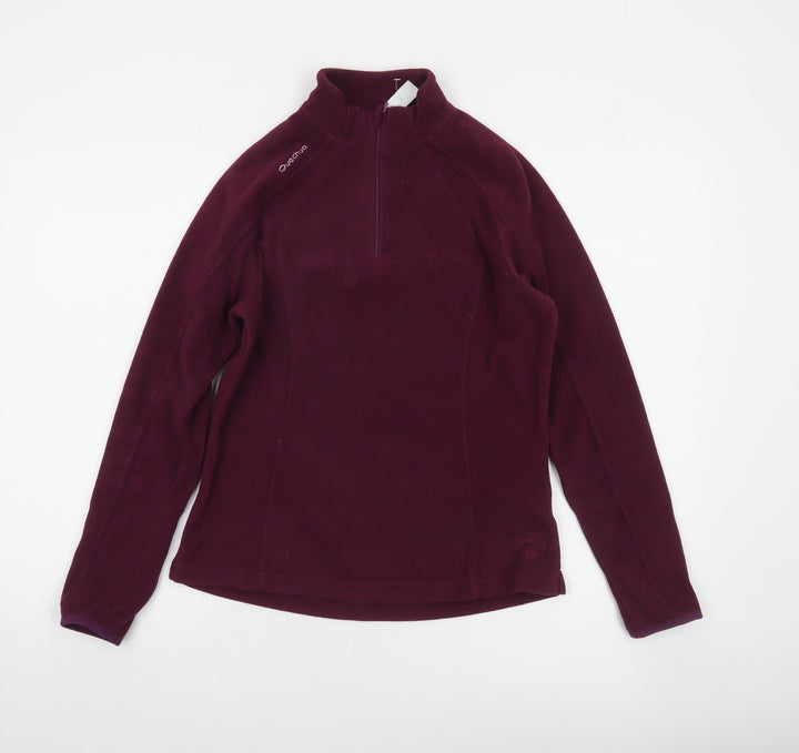 Quechua Women's Burgundy 1/2 Zip Fleece Pullover XS Polyester