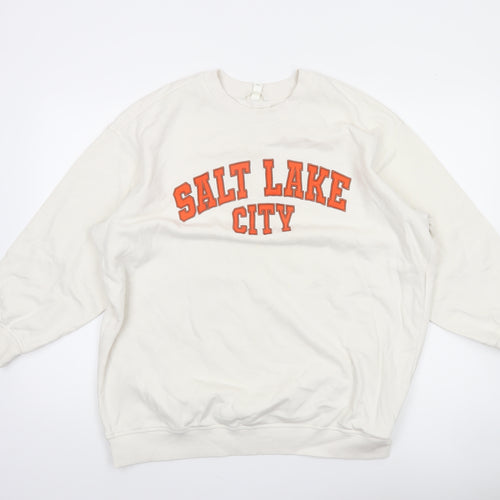 H&M Women White Salt Lake City Pullover Sweatshirt Size 12