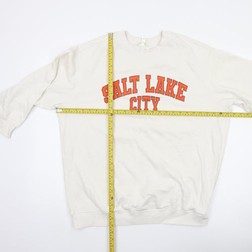 H&M Women White Salt Lake City Pullover Sweatshirt Size 12
