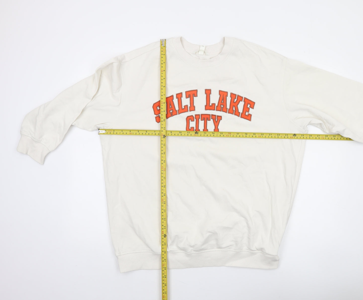 H&M Women White Salt Lake City Pullover Sweatshirt Size 12