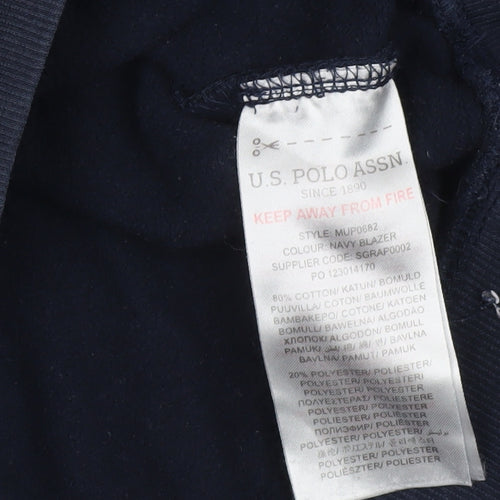 U.S. Polo Assn. Men Blue Pullover Logo Hoodie Size M