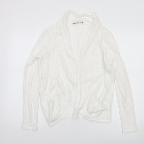 Oasis Women’s White Knit Open Jacket Size S Classic Style